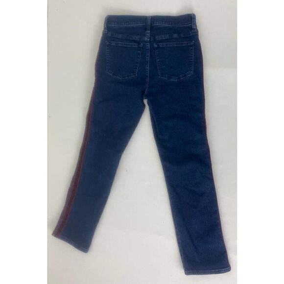J. Crew Vintage Straight Blue Jeans Red TuxedoStripes Denim Stretch 26 - Picture 10 of 11